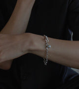 LINK CHAIN STONE CHARM BRACELET