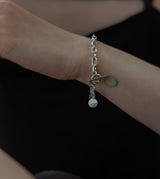 LINK CHAIN STONE CHARM BRACELET