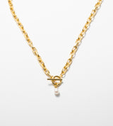 LINK CHAIN PEARL CHARM NECKLACE