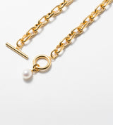 LINK CHAIN PEARL CHARM NECKLACE