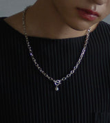 LINK CHAIN PEARL CHARM NECKLACE