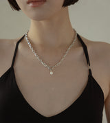 LINK CHAIN PEARL CHARM NECKLACE
