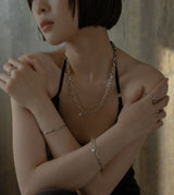 LARGE LINK CHAIN PEARL CHARM NECKLACE