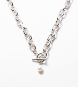 LARGE LINK CHAIN PEARL CHARM NECKLACE 【一部予約注文:1/22頃発送】