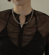 LARGE LINK CHAIN PEARL CHARM NECKLACE