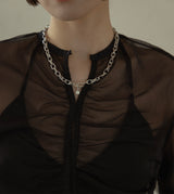 LARGE LINK CHAIN PEARL CHARM NECKLACE