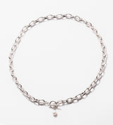 LARGE LINK CHAIN PEARL CHARM NECKLACE 【一部予約注文:1/22頃発送】