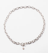 LARGE LINK CHAIN PEARL CHARM NECKLACE