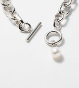 LARGE LINK CHAIN PEARL CHARM NECKLACE