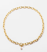 LARGE LINK CHAIN PEARL CHARM NECKLACE 【一部予約注文:1/22頃発送】