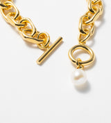 LARGE LINK CHAIN PEARL CHARM NECKLACE 【一部予約注文:1/22頃発送】