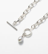 LINK CHAIN GRAY PEARL CHARM NECKLACE