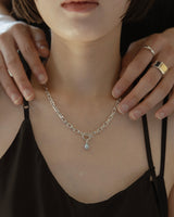 LINK CHAIN GRAY PEARL CHARM NECKLACE