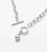 LINK CHAIN GRAY PEARL CHARM NECKLACE