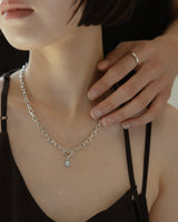 LINK CHAIN GRAY PEARL CHARM NECKLACE