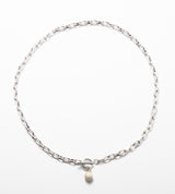 LINK CHAIN STONE CHARM NECKLACE