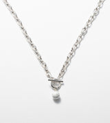 LINK CHAIN STONE CHARM NECKLACE