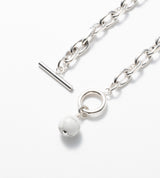 LINK CHAIN STONE CHARM NECKLACE