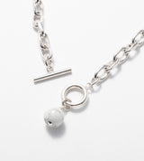 LINK CHAIN STONE CHARM NECKLACE