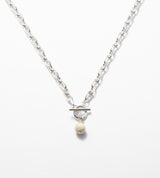 LINK CHAIN STONE CHARM NECKLACE