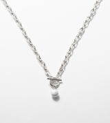 LINK CHAIN STONE CHARM NECKLACE