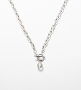 LINK CHAIN STONE CHARM NECKLACE