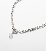 LINK CHAIN STONE CHARM NECKLACE