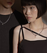 LINK CHAIN STONE CHARM NECKLACE