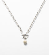 LINK CHAIN STONE CHARM NECKLACE