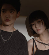 LINK CHAIN STONE CHARM NECKLACE