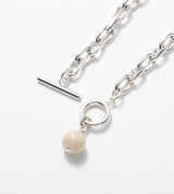 LINK CHAIN STONE CHARM NECKLACE