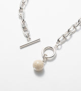 LINK CHAIN STONE CHARM NECKLACE