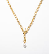 LINK CHAIN END PEARL NECKLACE