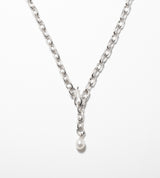 LINK CHAIN END PEARL NECKLACE