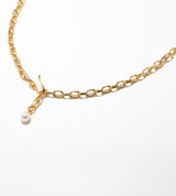 LINK CHAIN END PEARL NECKLACE