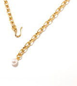 LINK CHAIN END PEARL NECKLACE