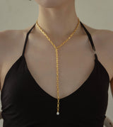 LINK CHAIN END PEARL NECKLACE