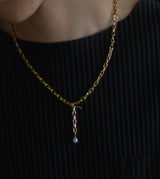 LINK CHAIN END PEARL NECKLACE