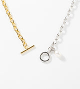 SMALL LINK CHAIN PEARL CHARM NECKLACE