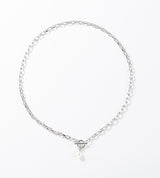 SMALL LINK CHAIN PEARL CHARM NECKLACE