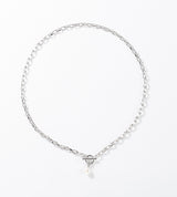 SMALL LINK CHAIN PEARL CHARM NECKLACE