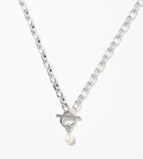 SMALL LINK CHAIN PEARL CHARM NECKLACE