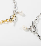 SMALL LINK CHAIN PEARL CHARM NECKLACE