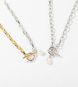 SMALL LINK CHAIN PEARL CHARM NECKLACE
