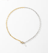 SMALL LINK CHAIN PEARL CHARM NECKLACE