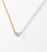 SMALL LINK CHAIN PEARL CHARM NECKLACE