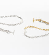 SMALL LINK CHAIN PEARL SETTING NECKLACE