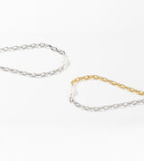 SMALL LINK CHAIN PEARL SETTING NECKLACE