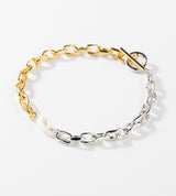 LINK CHAIN PEARL SETTING BRACELET