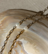 SMALL LINK CHAIN PEARL SETTING NECKLACE